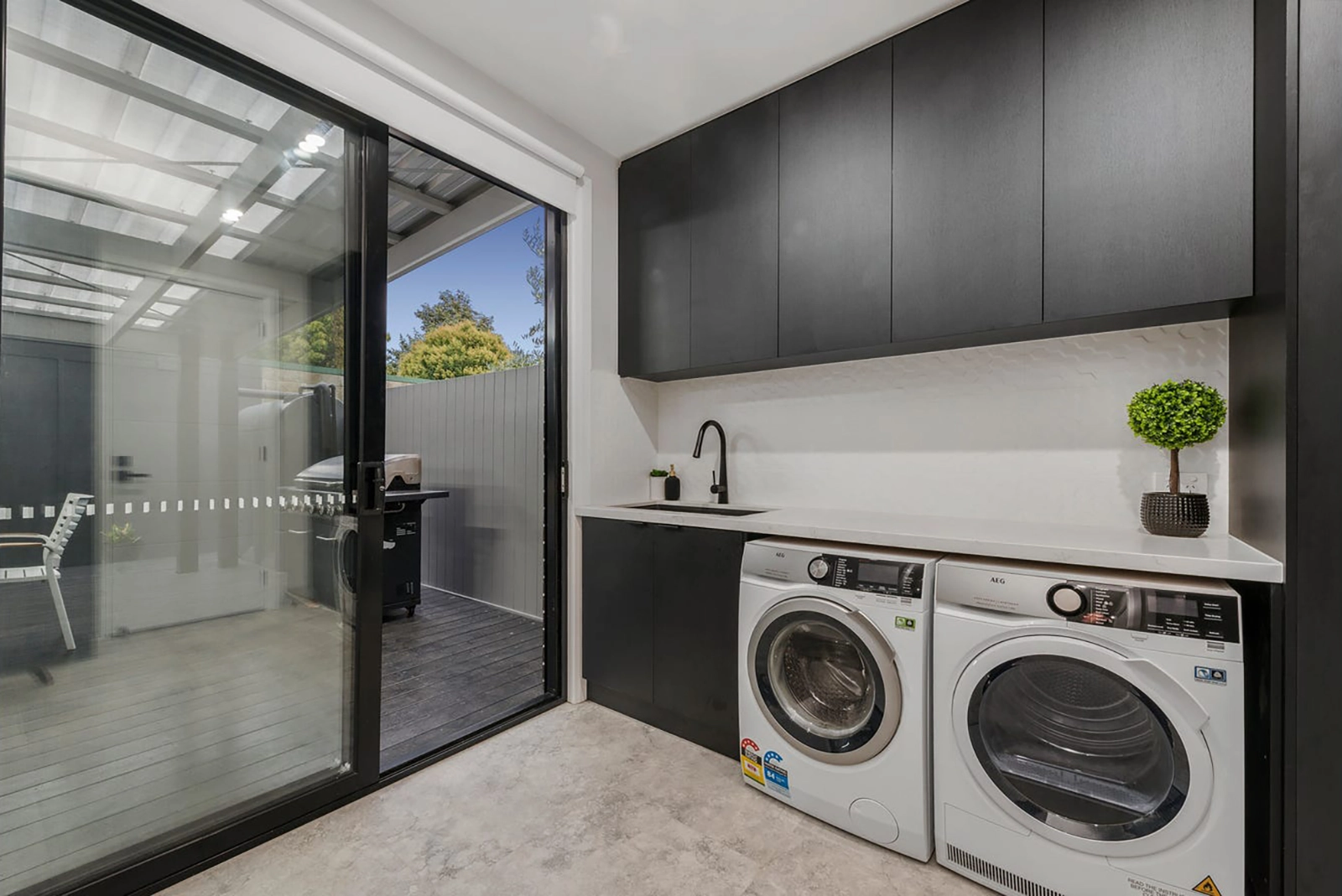 Modern laundry renovation in Bayside